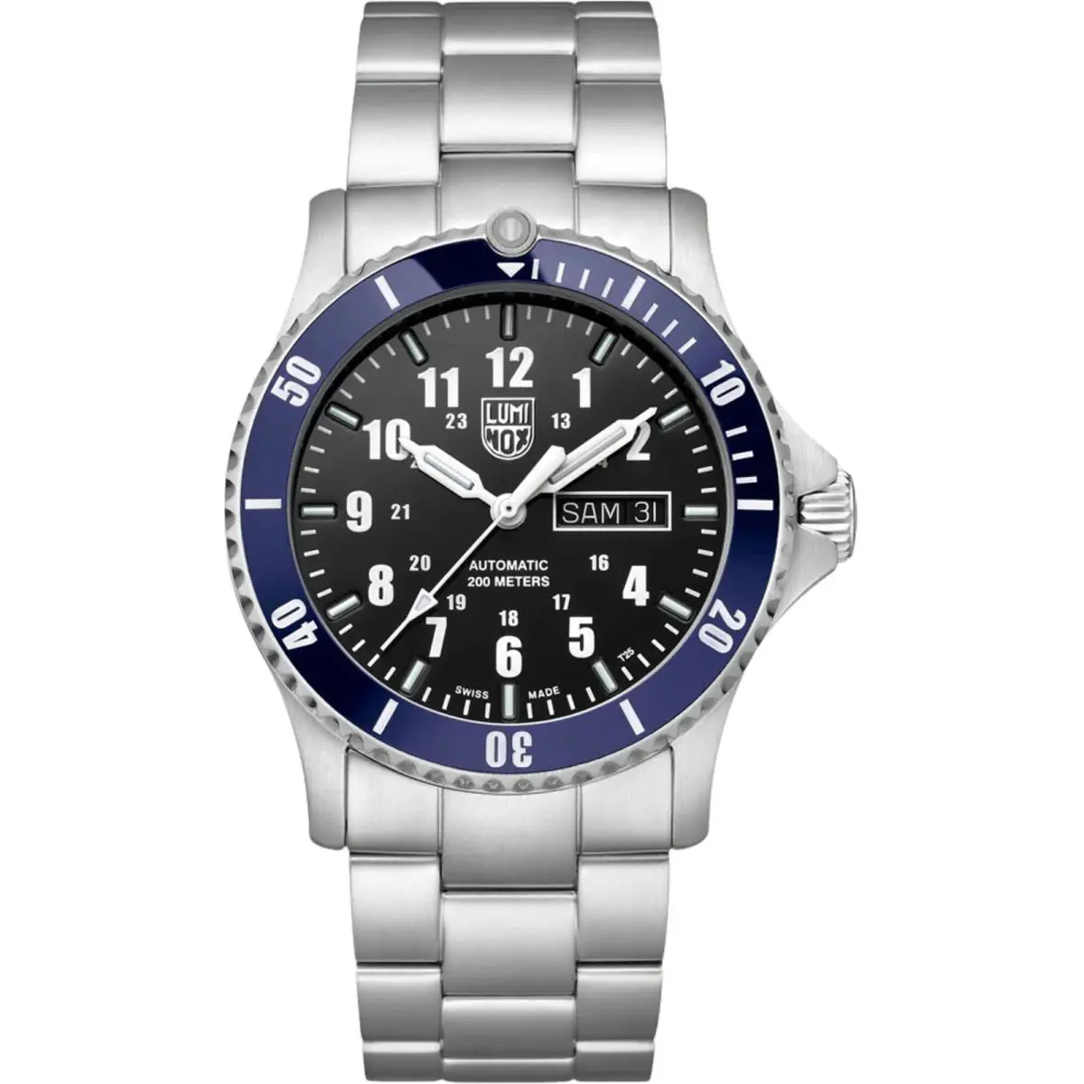 Luminox Men`s Watch Automatic Sport Timer Black Dial Silver Bracelet XS.ZI24