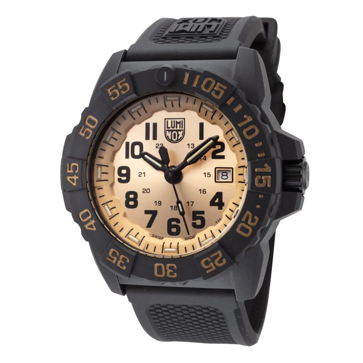 Luminox Men`s Navy Seal 45mm Quartz Watch XS.3505.GP.1 - Dial: Black, Band: Black, Other Dial: Black and Gold