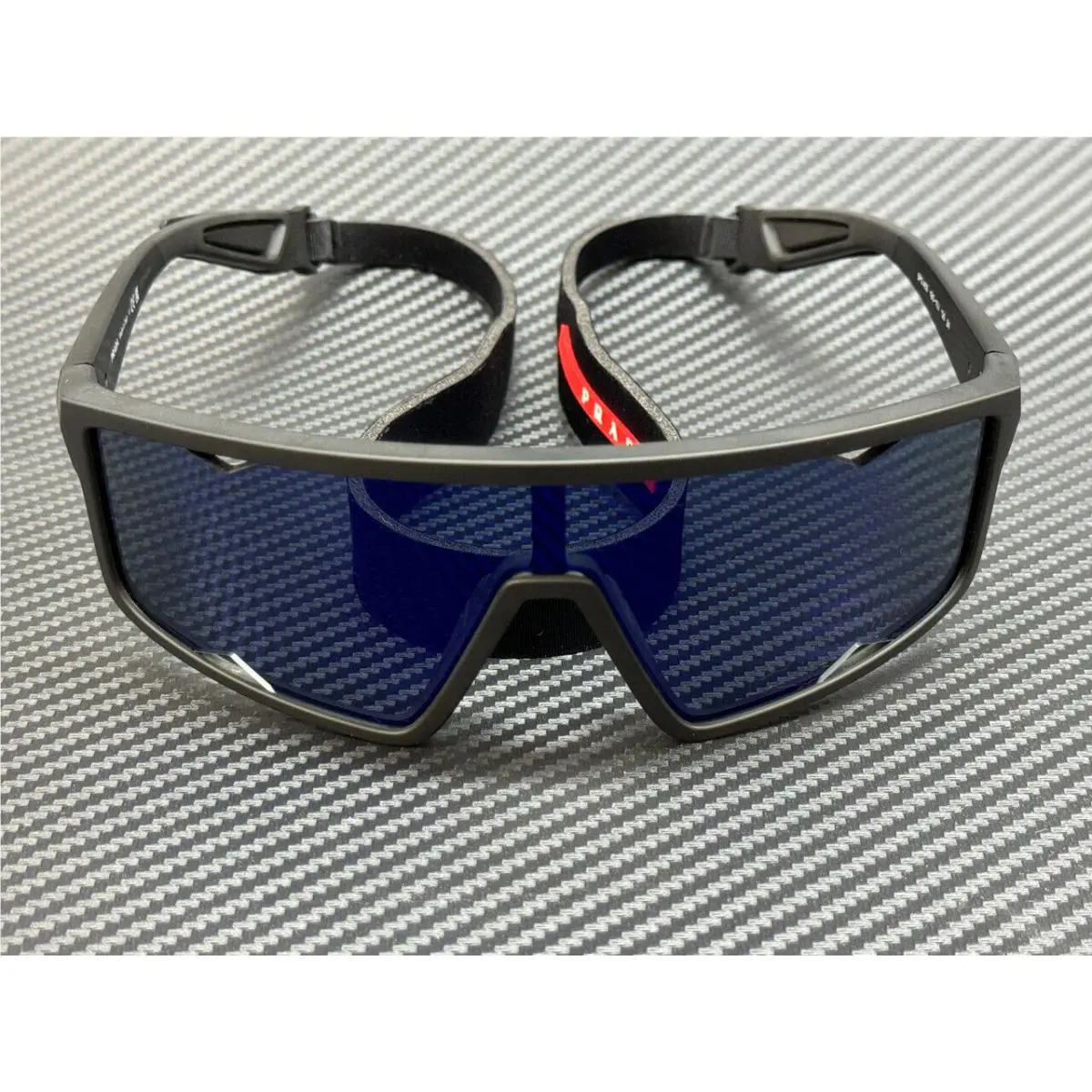 Prada Linea Rossa PS A03S 1BO10J Matte Black Violet Mirror Men`s 70 mm Sunglasse