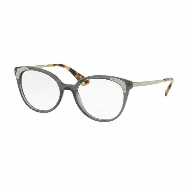 Prada Eyeglasses PR 12UV TSI1O1 Catwalk Transparent Grey W/ Demo Lens 51MM