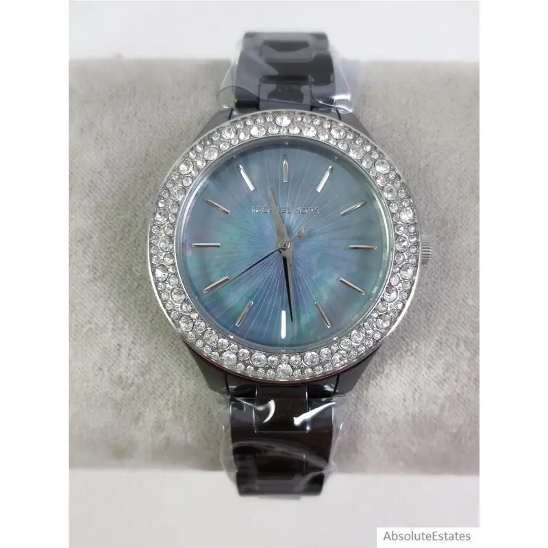 Liliane Silver Black Ceramic Mop Crystal Ladies Watch MK4650 by Michael Kors