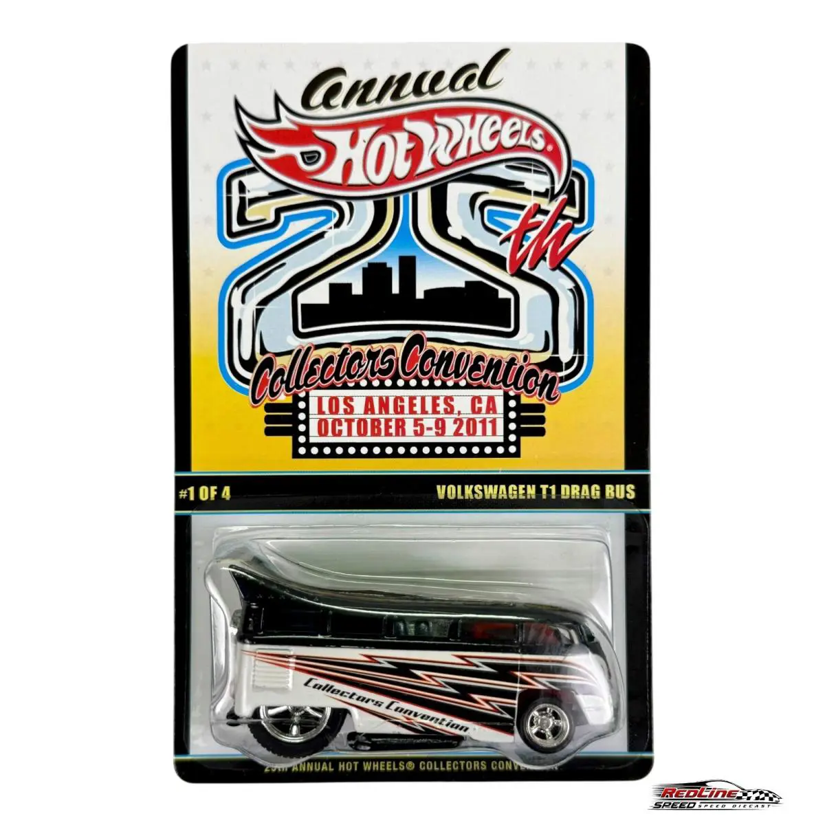 Hot Wheels 25th Annual Collectors Convention VW Volkswagen T1 Drag Bus H31 - Black and White