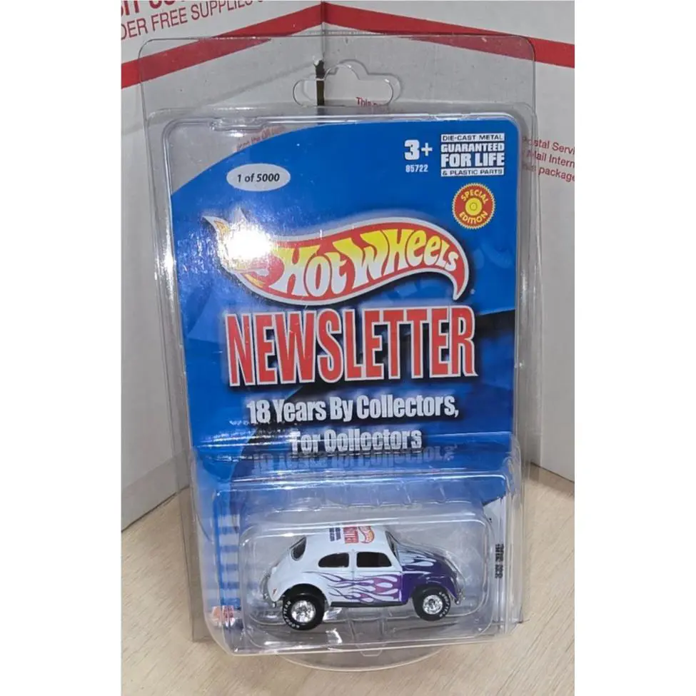 5-26 Hot Wheels 2004 Newsletter VW Bug White Purple Real Riders
