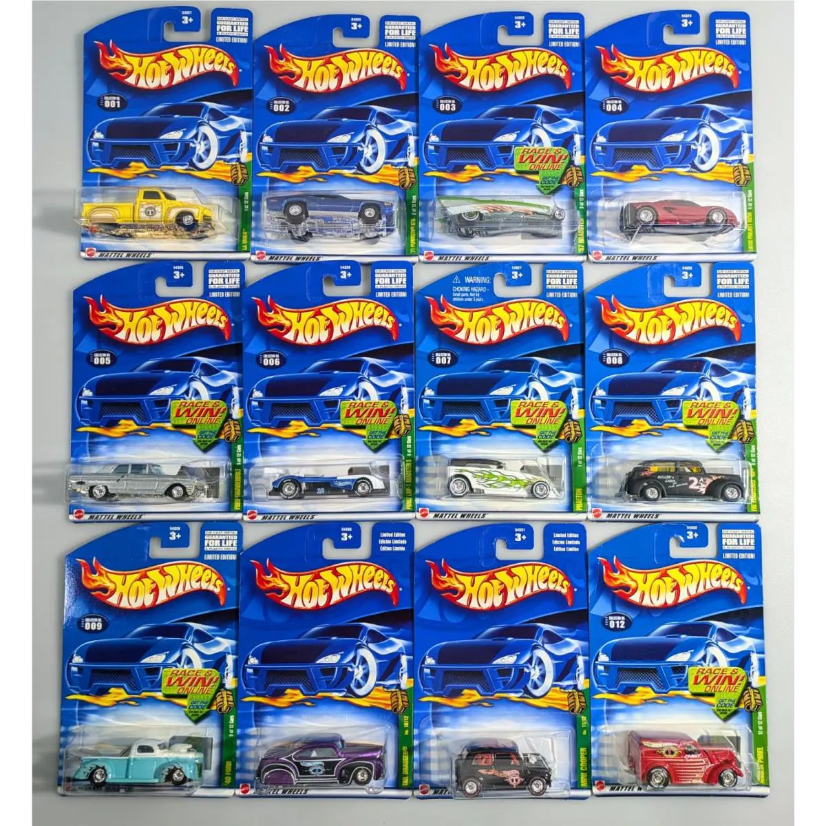 Hot Wheels 2002 Treasure Hunt T Hunt Series Complete Full Set 1-12 On Card