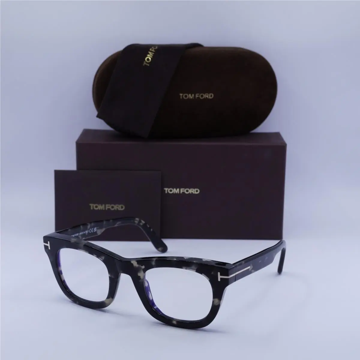 Tom Ford FT5872-B 005 Black Havana/clear Blue Light Block 48mm Eyeglasses