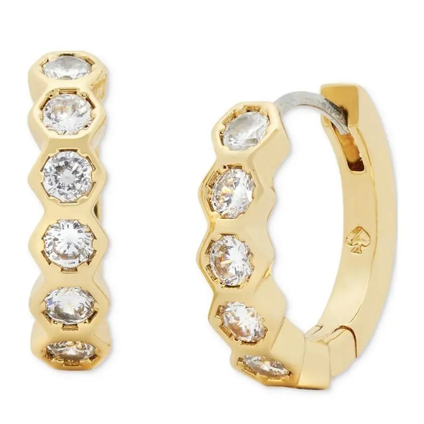 New Kate Spade Clear Crystal Huggie Earrings ON The Ball Q023 C2464