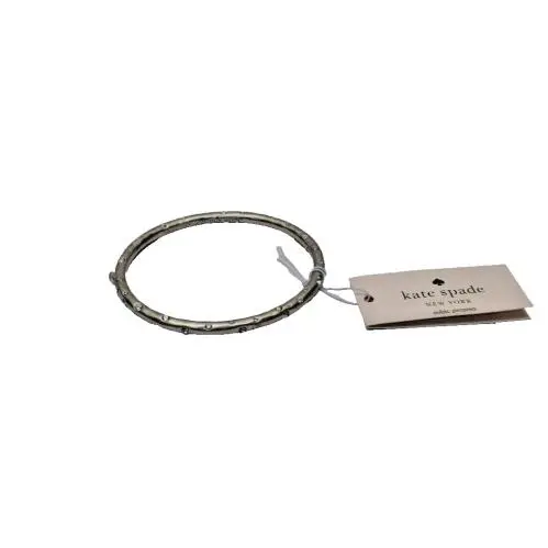 New York Elegant Edge Pave Bangle Bracelet Silvertone New by Kate Spade