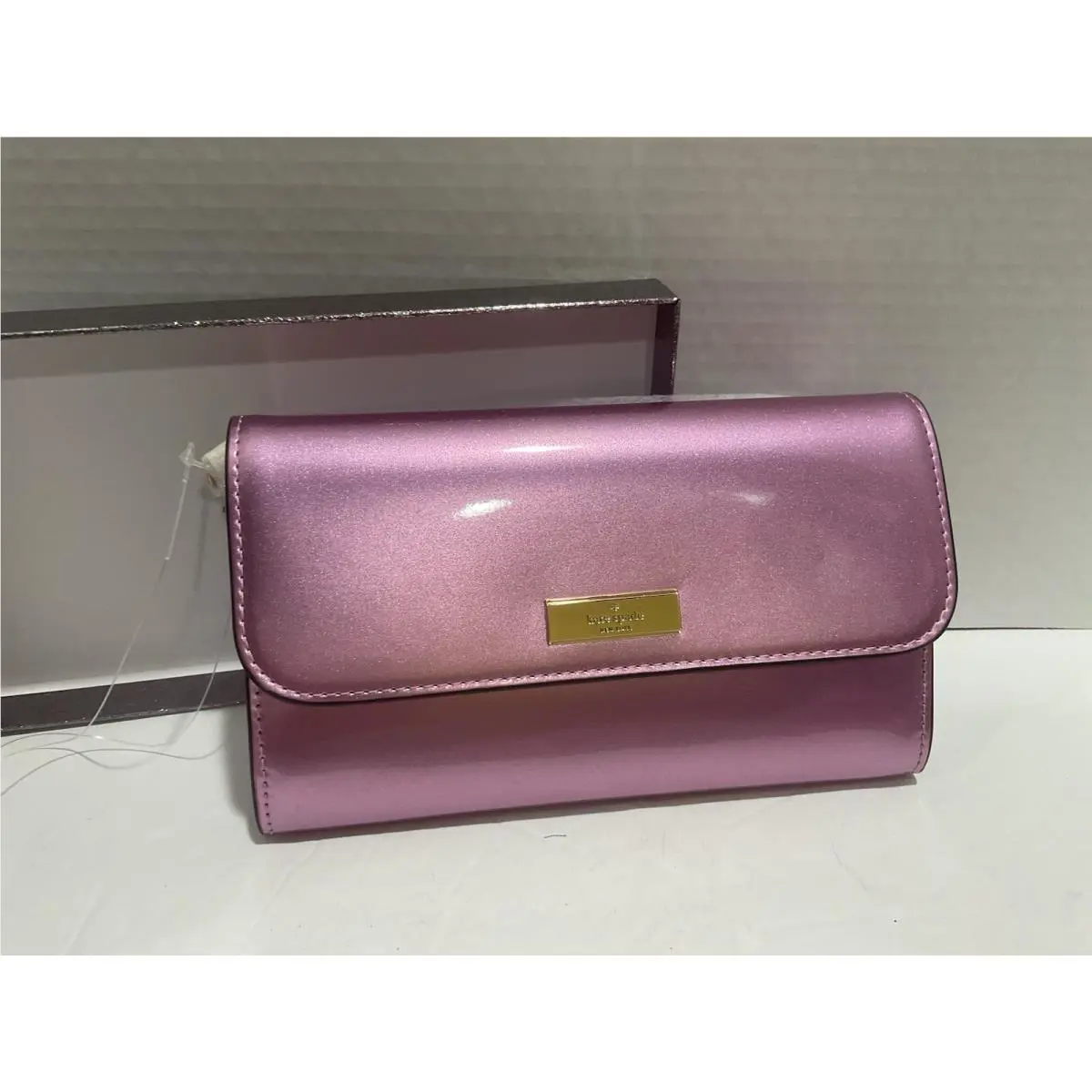 Kate Spade Kenzie Wristlet Quartz Pink Snap Closure Patent Leather