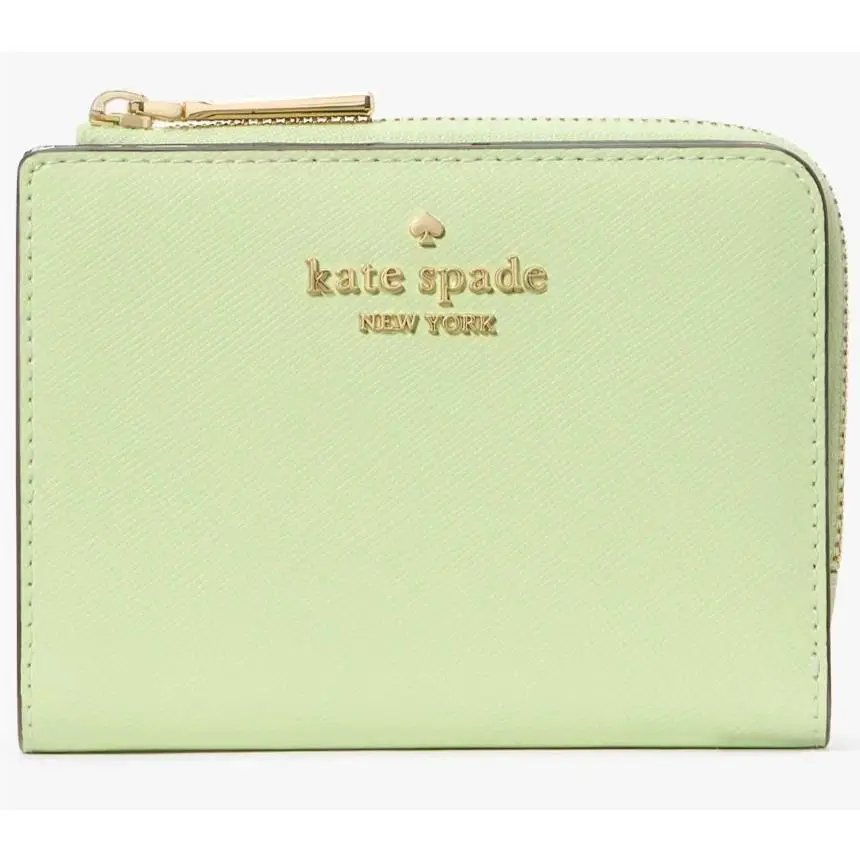 Kate Spade Madison L-zip Light Green Leather Wallet KH615 Matcha Latte