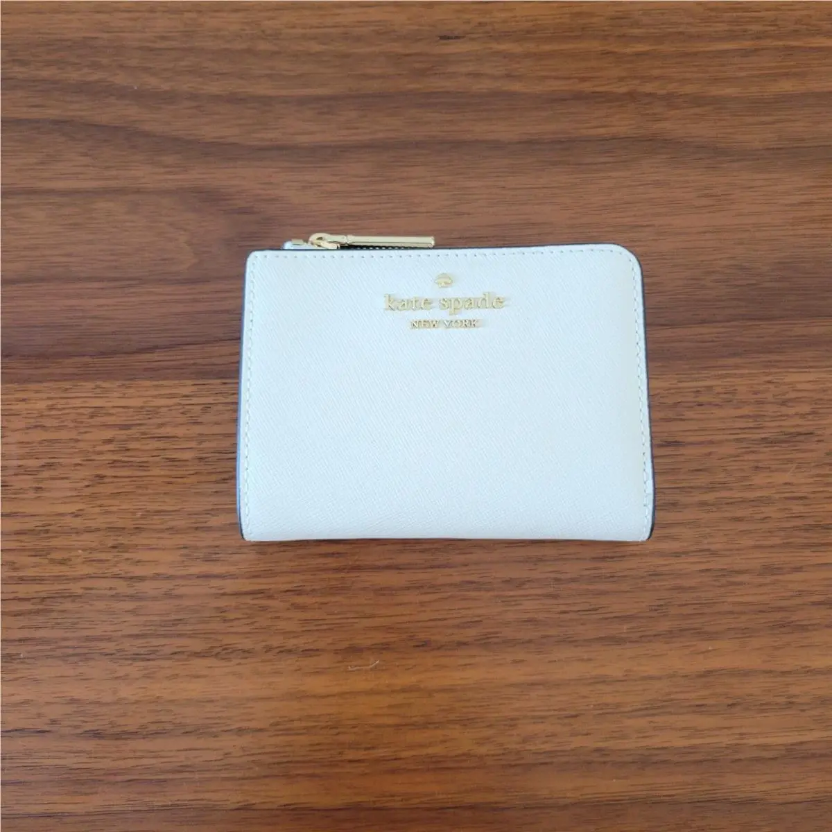 KH615 Madison Small L Zip Wallet Saffiano Leather Meringue by Kate Spade