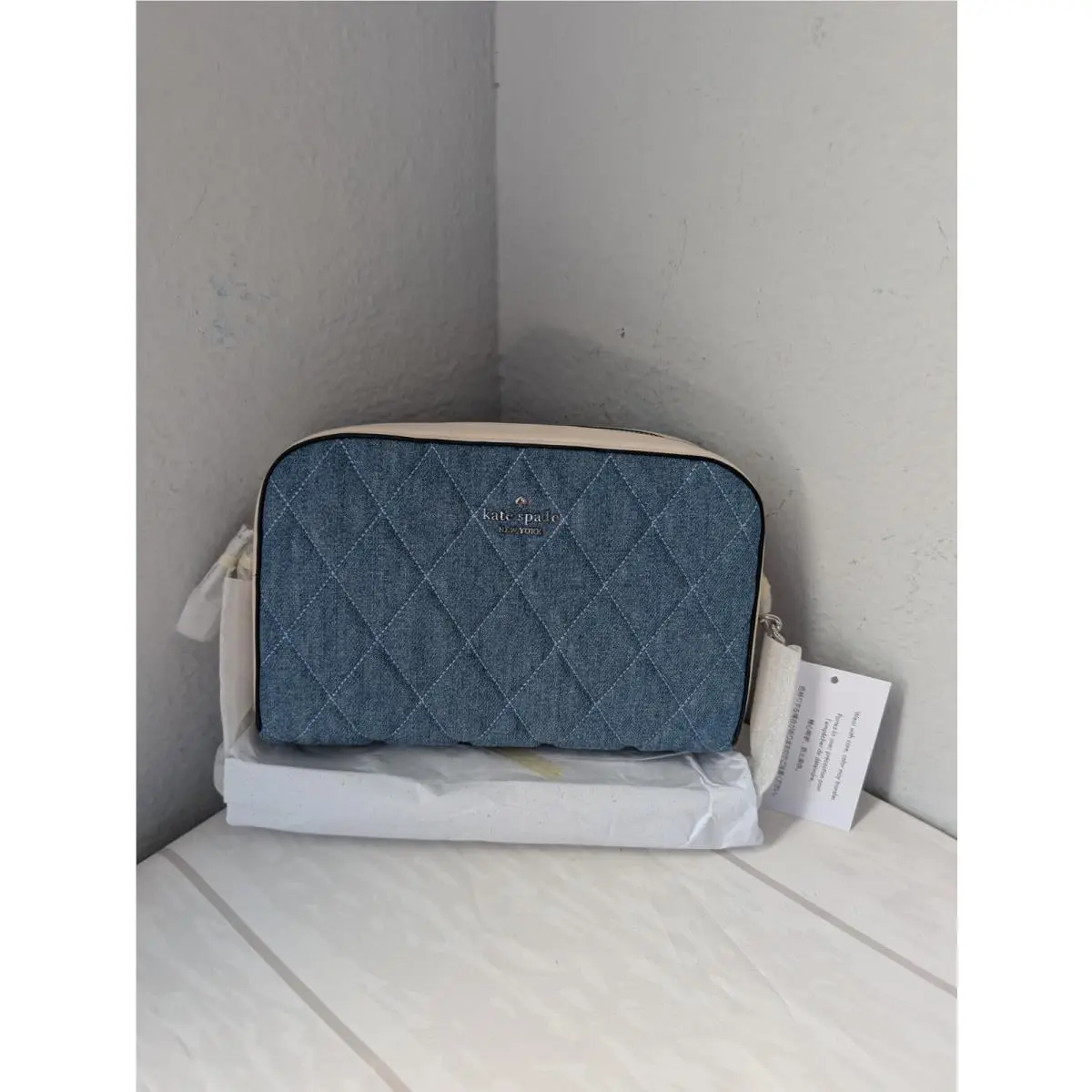 Kate Spade Carey Color Block Denim Mini Camera Bag KG667 Blue Multi