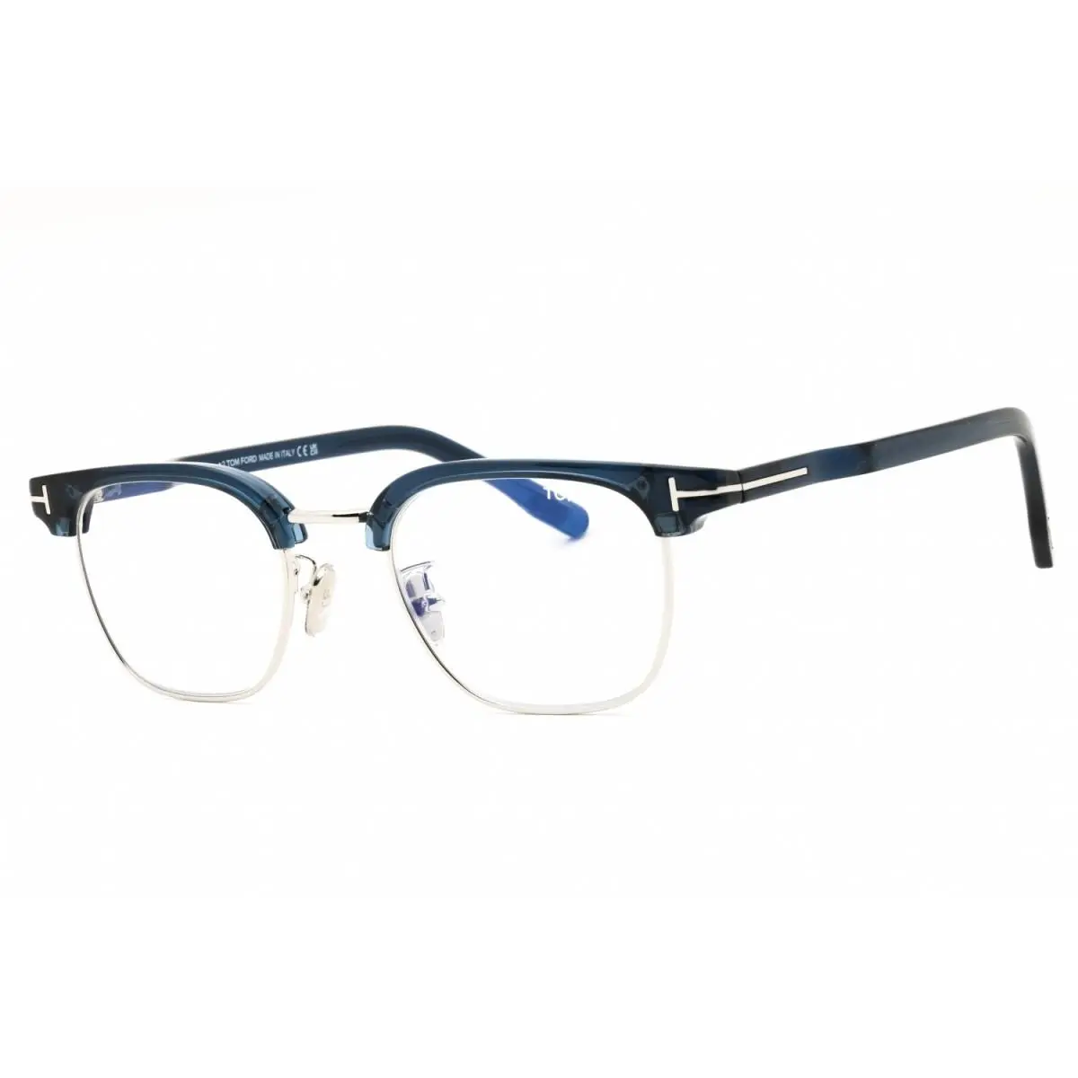 Tom Ford FT5932-D-B 090 Eyeglasses Men`s Shiny Blue/blue Block Full Rim 47mm