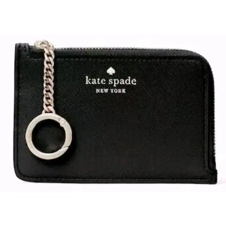 New Kate Spade NY Schuyler Medium L-zip Card Holder Black Style K9350