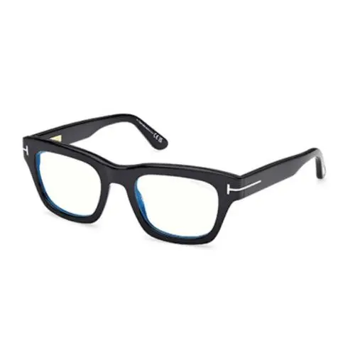 Tom Ford FT6036-B 001 Shiny Black Blue Block Rectangular Men`s Eyeglasses