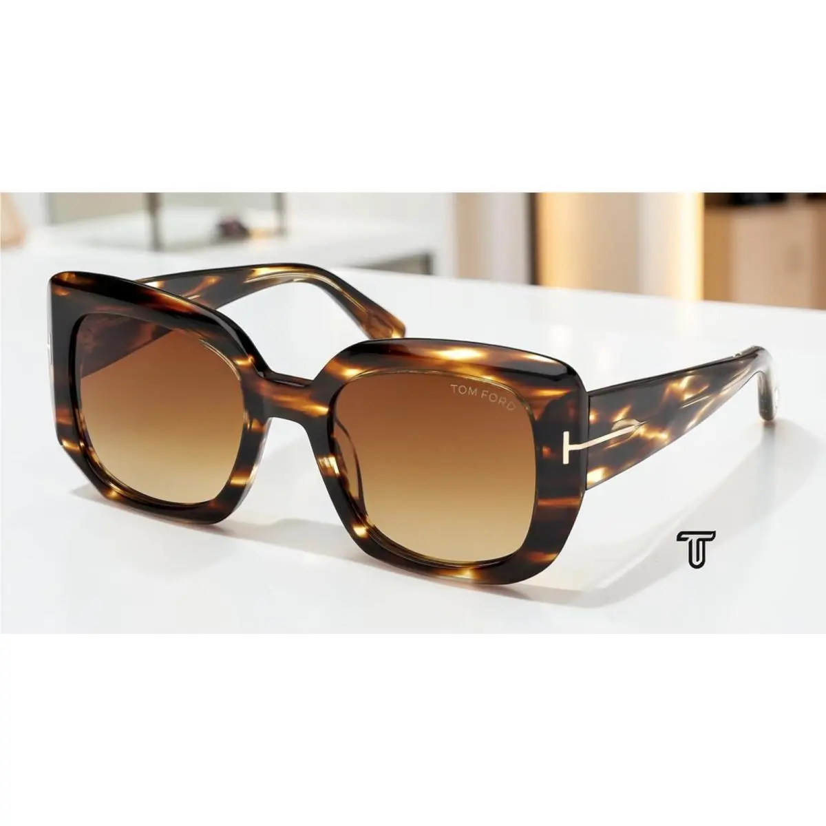 FT1220 55F Carla02 Coloured Havana Gradient Brown 52mm Women Sunglasses by Tom Ford