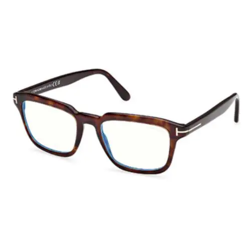 Tom Ford FT6032 B 052 Dark Havana Blue Block Rectangular Men`s Eyeglasses