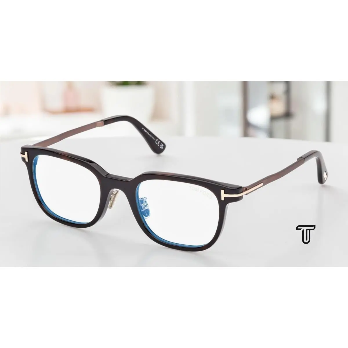Tom Ford FT6022 D B 052 Dark Havana Demo Lens 52 mm Men`s Eyeglasses
