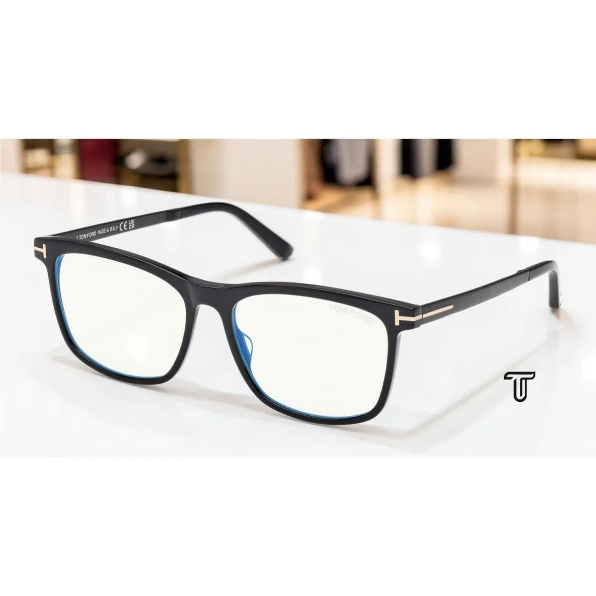Tom Ford FT6038 B 001 Shiny Black Demo Lens 56 mm Men`s Eyeglasses