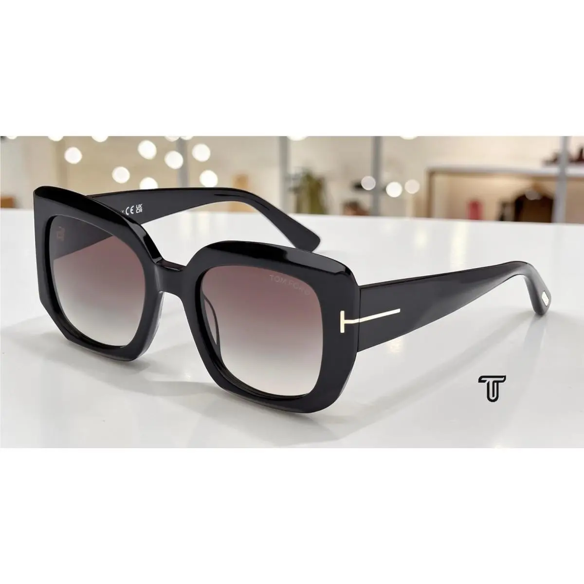 FT1220 01B Carla-02 Shiny Black Gradient Smoke 52 mm Women`s Sunglasses by Tom Ford