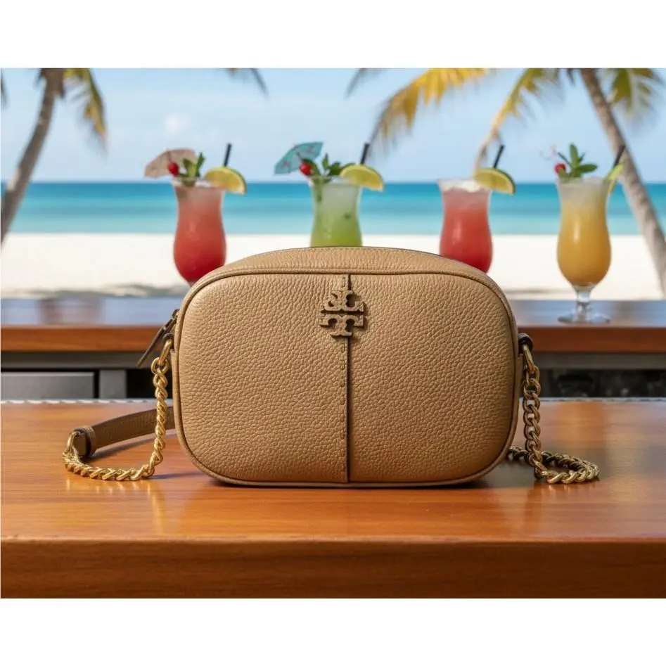 Tory Burch Mcgraw Tiramisu Tan Leather Camera/small Crossbody/shoulder Bag