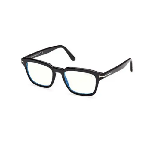 Tom Ford FT6032 B 001 Shiny Black Blue Block Rectangular Men`s Eyeglasses