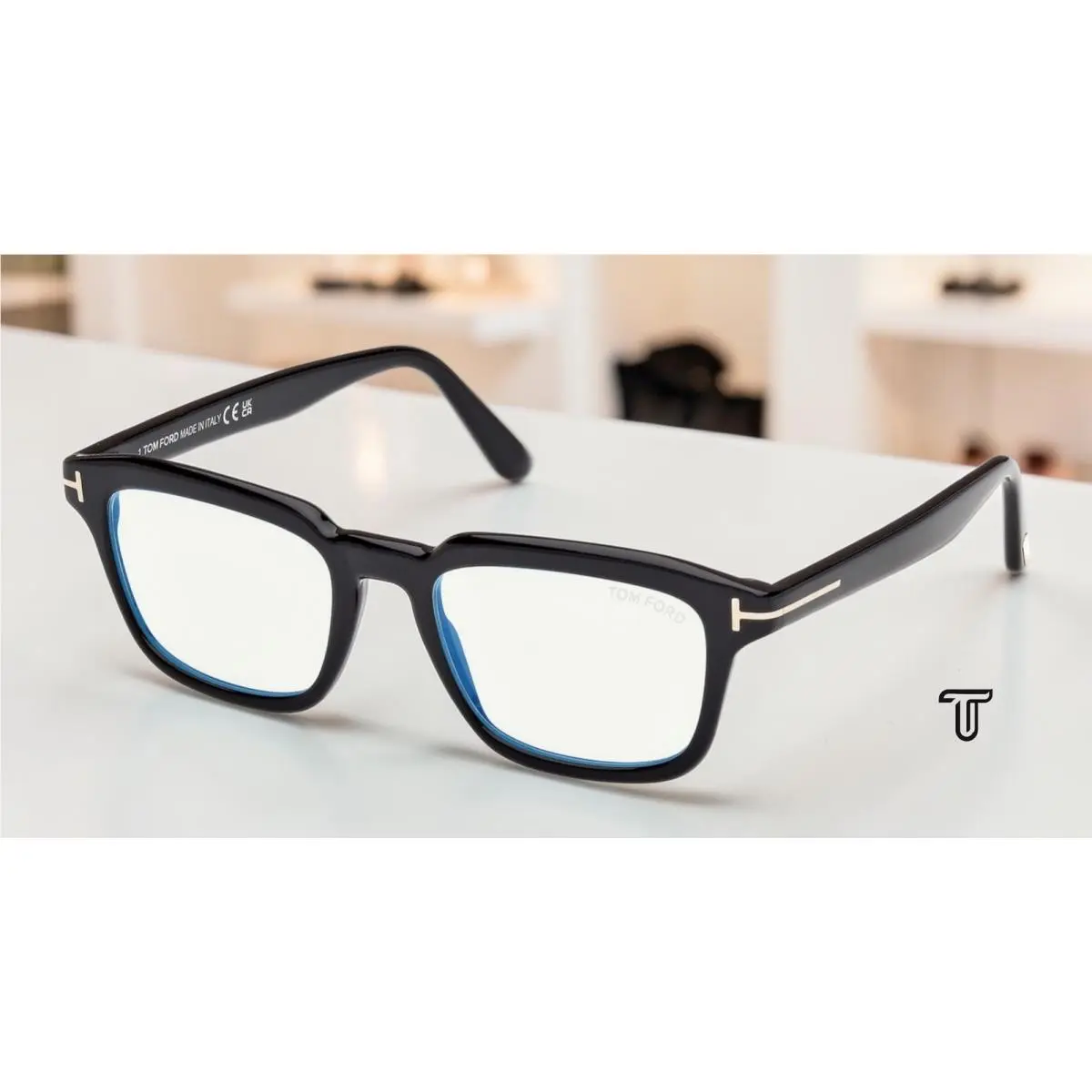 Tom Ford FT6032 B 001 Shiny Black Demo Lens 52 mm Men`s Eyeglasses