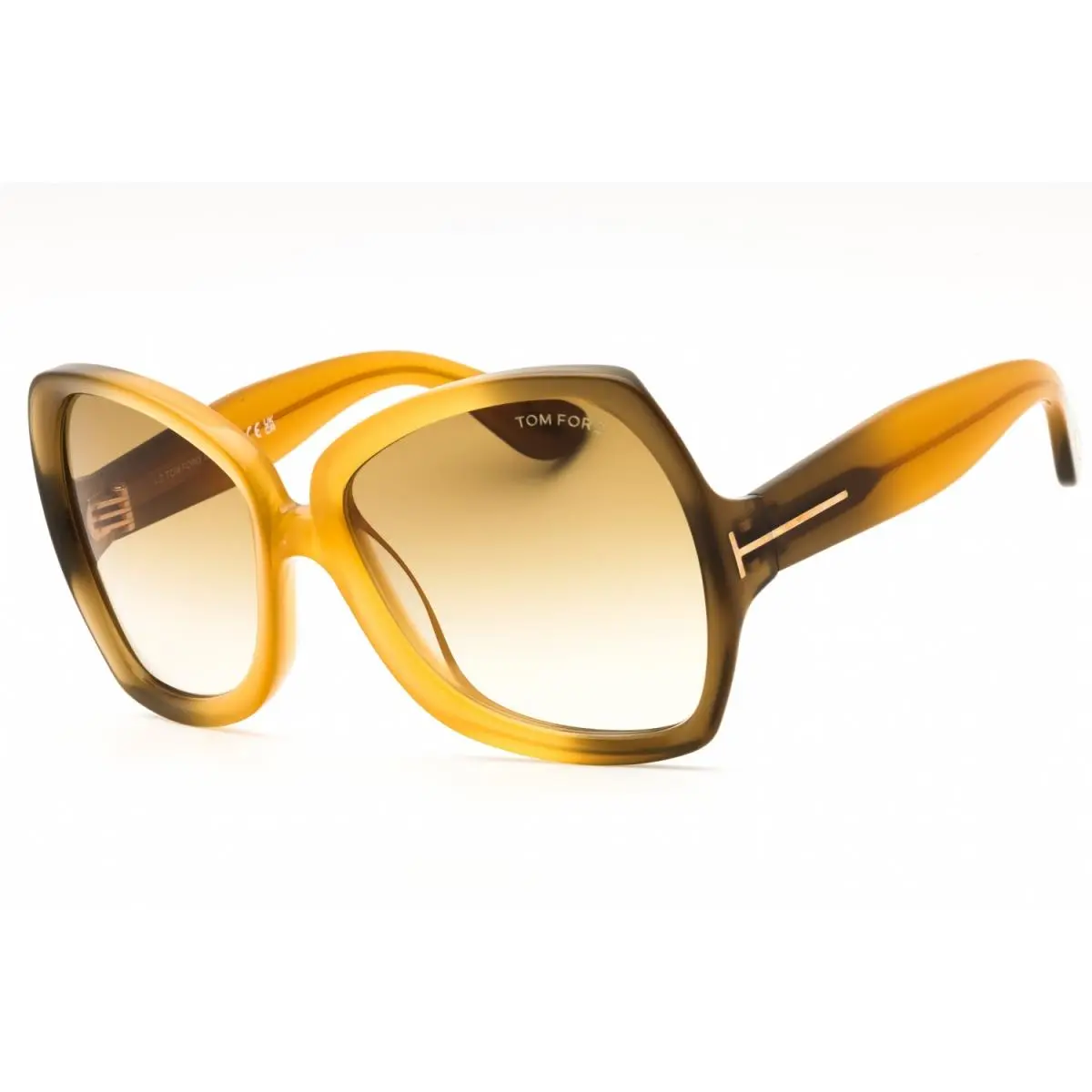 Tom Ford FT1222 41F Sunglasses Yellow Frame Gradient Brown Lenses 60mm