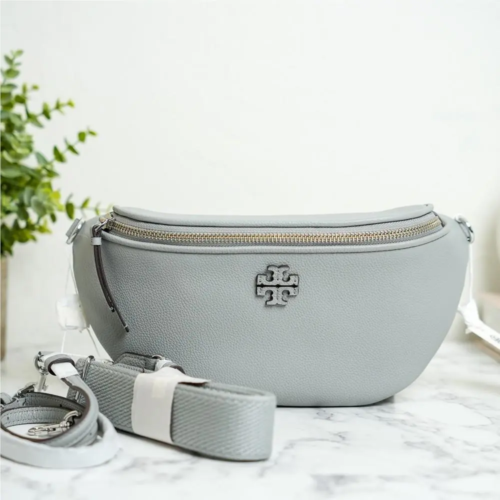 Tory Burch Thea Pebbled Leather Belt Bag Fanny Pack in Misty Cloud 165917