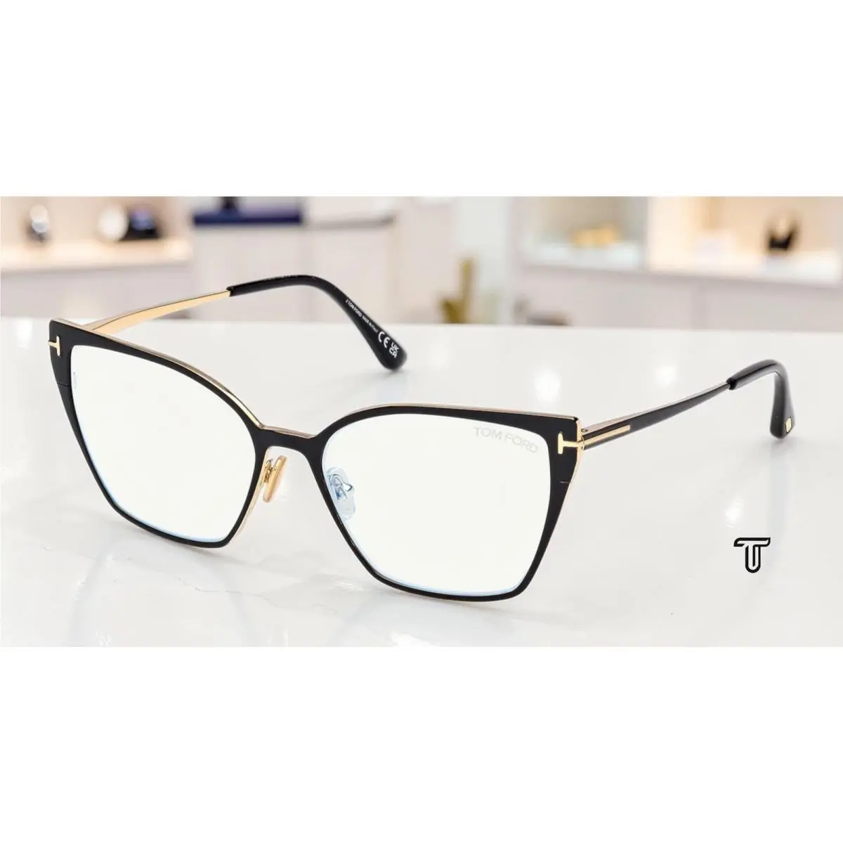 Tom Ford FT6051 B 001 Shiny Black Demo Lens 56 mm Women`s Eyeglasses