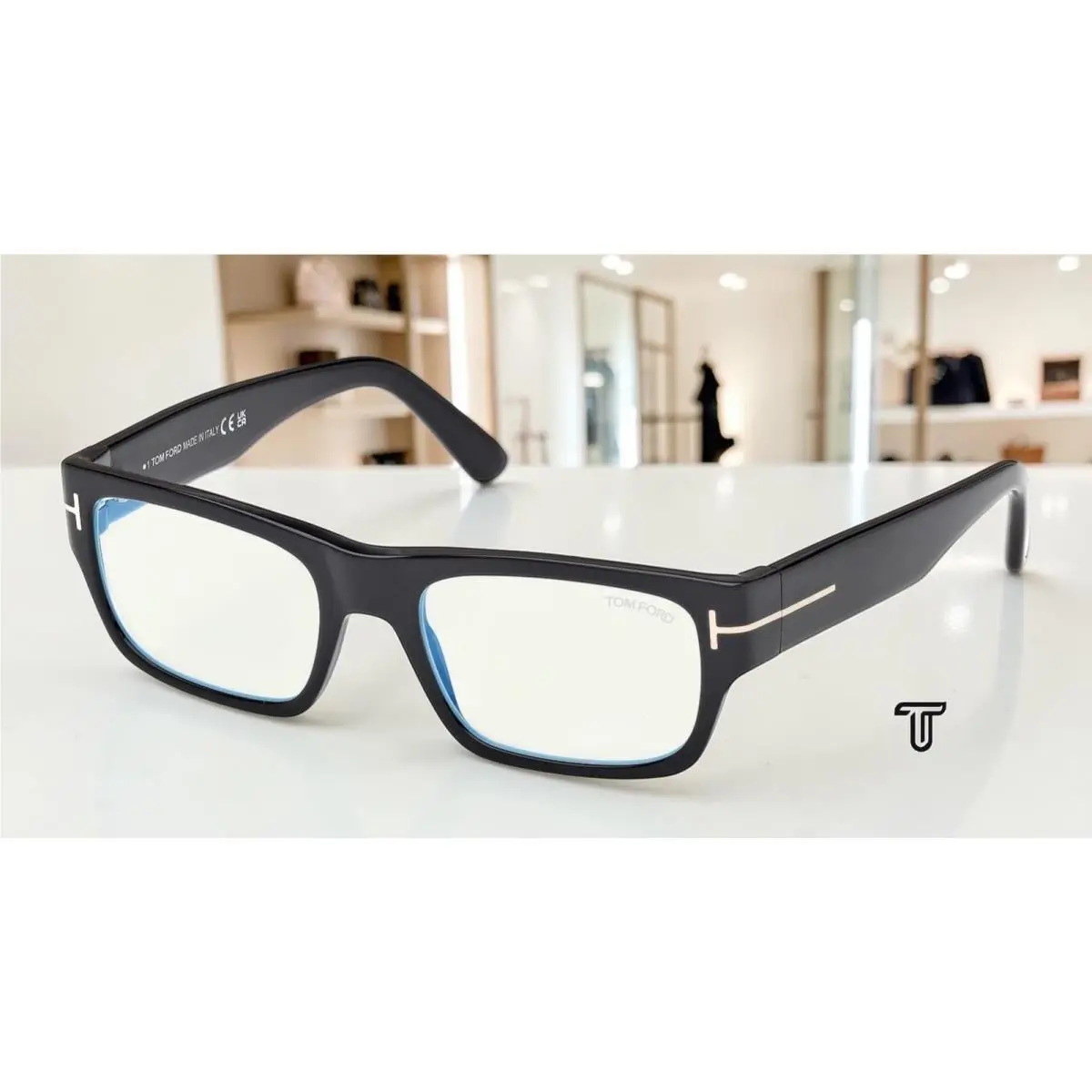 Tom Ford FT6034 B 001 Shiny Black Demo Lens 54 mm Men`s Eyeglasses