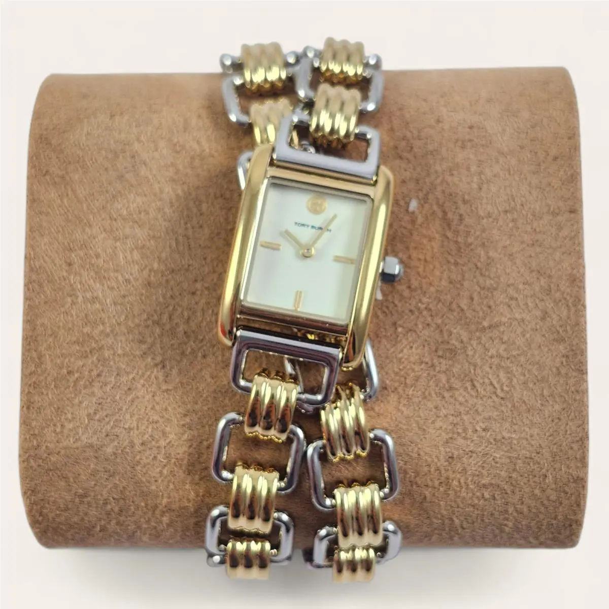 Tory Burch Gold Silver Two Tone Eleanor Wrap Bracelet Watch TBW1074
