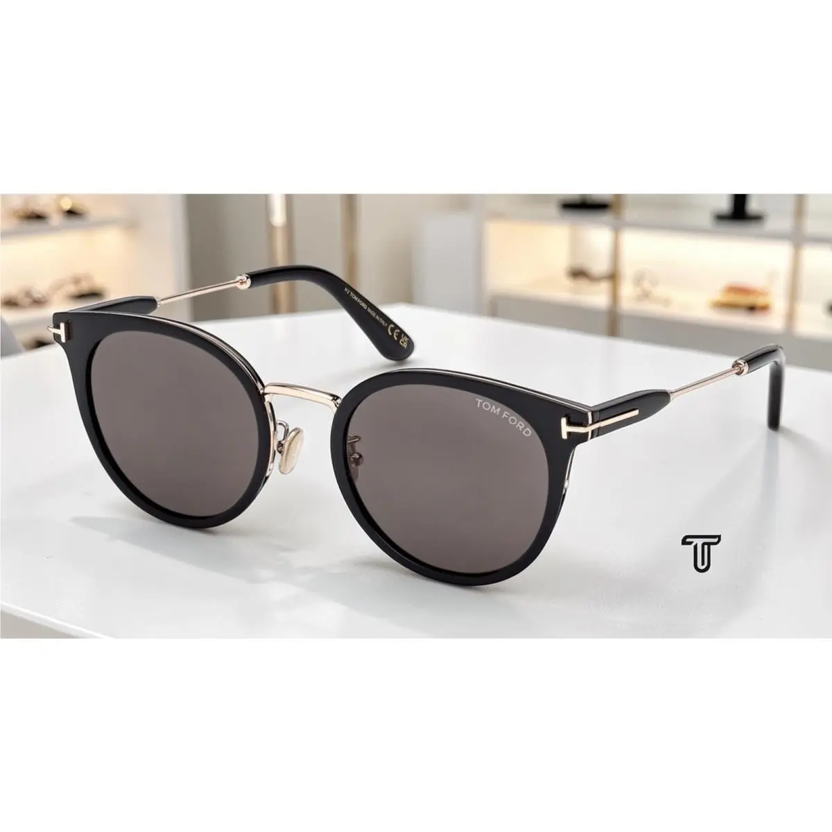 Tom Ford FT1244 K 01A Injected Shiny Black Smoke 54 mm Women`s Sunglasses