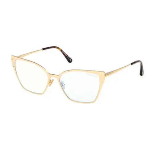 Tom Ford FT6051-B 030 Shiny Deep Gold Metal Cat Eye Women`s Eyeglasses