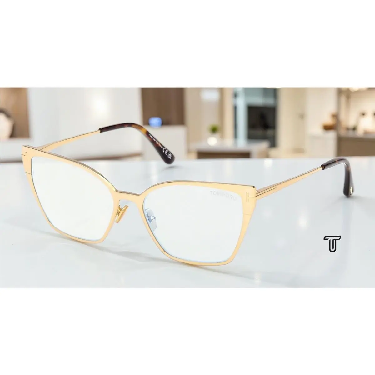 Tom Ford FT6051 B 030 Shiny Deep Gold Demo Lens 56 mm Women`s Eyeglasses