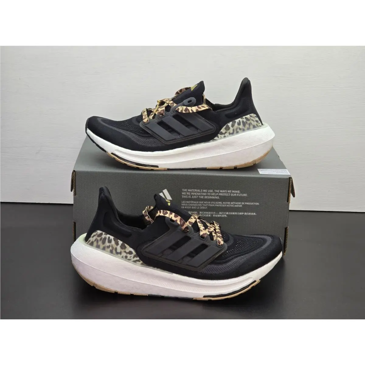Adidas Ultraboost Shoes Women`s Size 6.5 Black Cheetah Athletic Running Sneakers