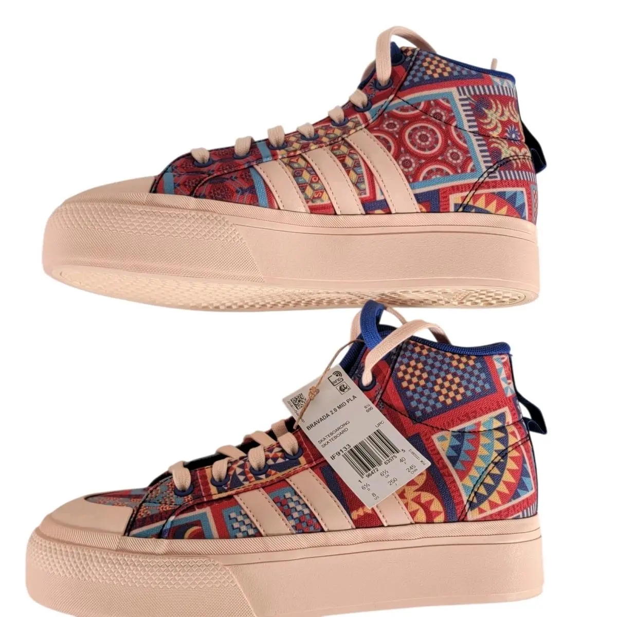 Adidas Farm Rio x Bravada 2.0 Platform Mid Womens 8 Skateboard Patchwork Quilt