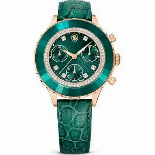 Swarovski 5672931 Octea Chronograph Rose Tone Green Women`s Watch