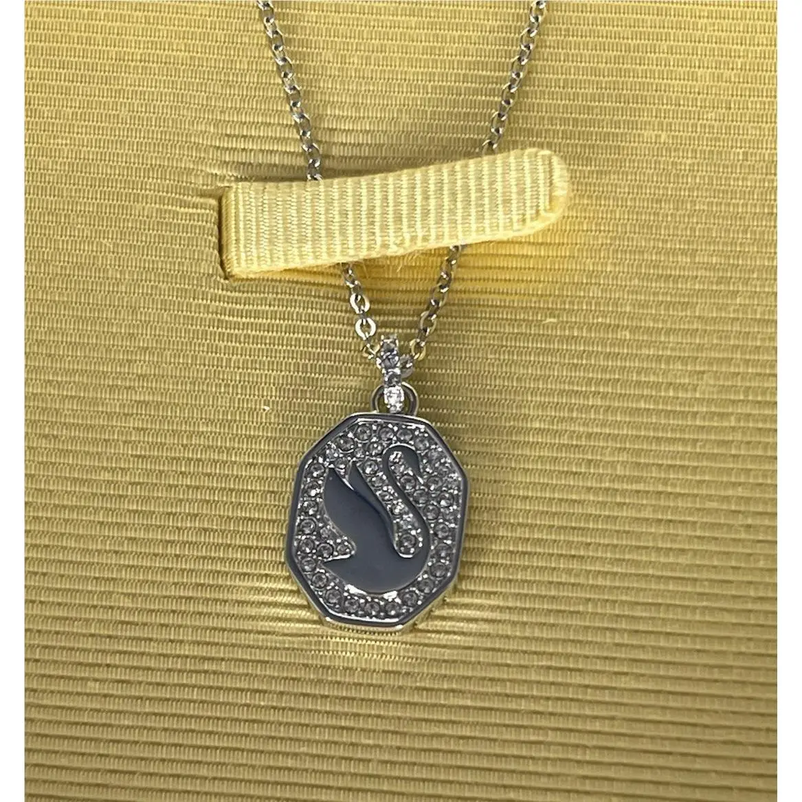 Signum Swan Pendant Necklace 5621098 Yellow Box Rhodium Plated by Swarovski