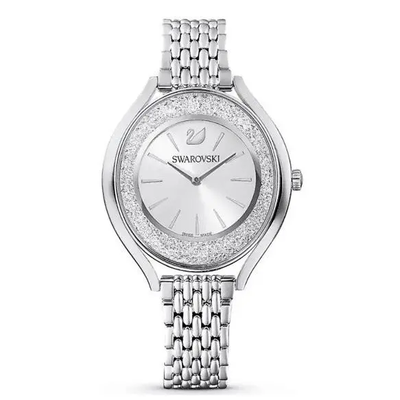 Swarovski 5519462 Crystalline Aura Quartz Oval Stainless Steel Women`s Watch - Dial: Silver, Band: Silver, Bezel: Silver