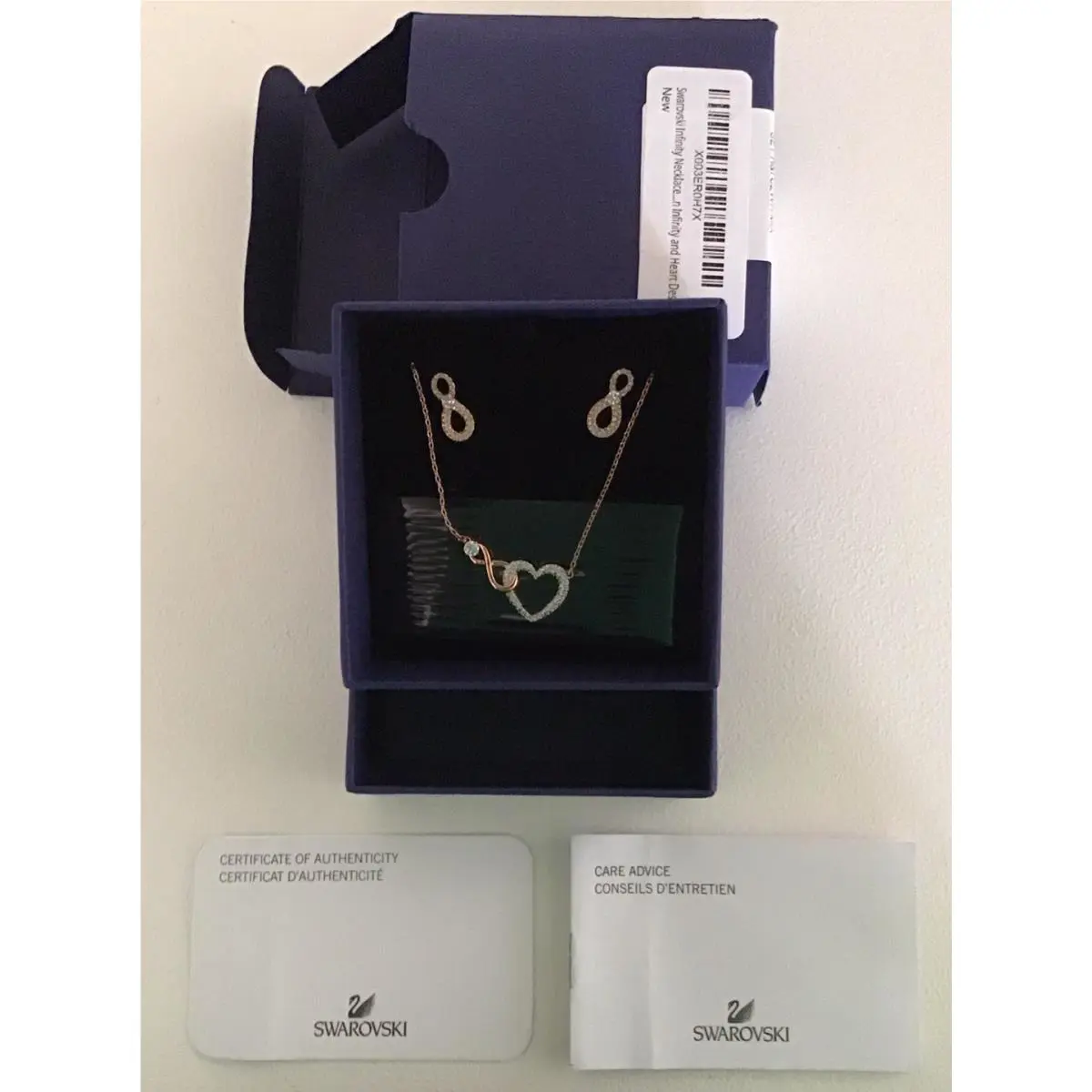 Swarovski Infinity Necklace and Pierced Earrings Set