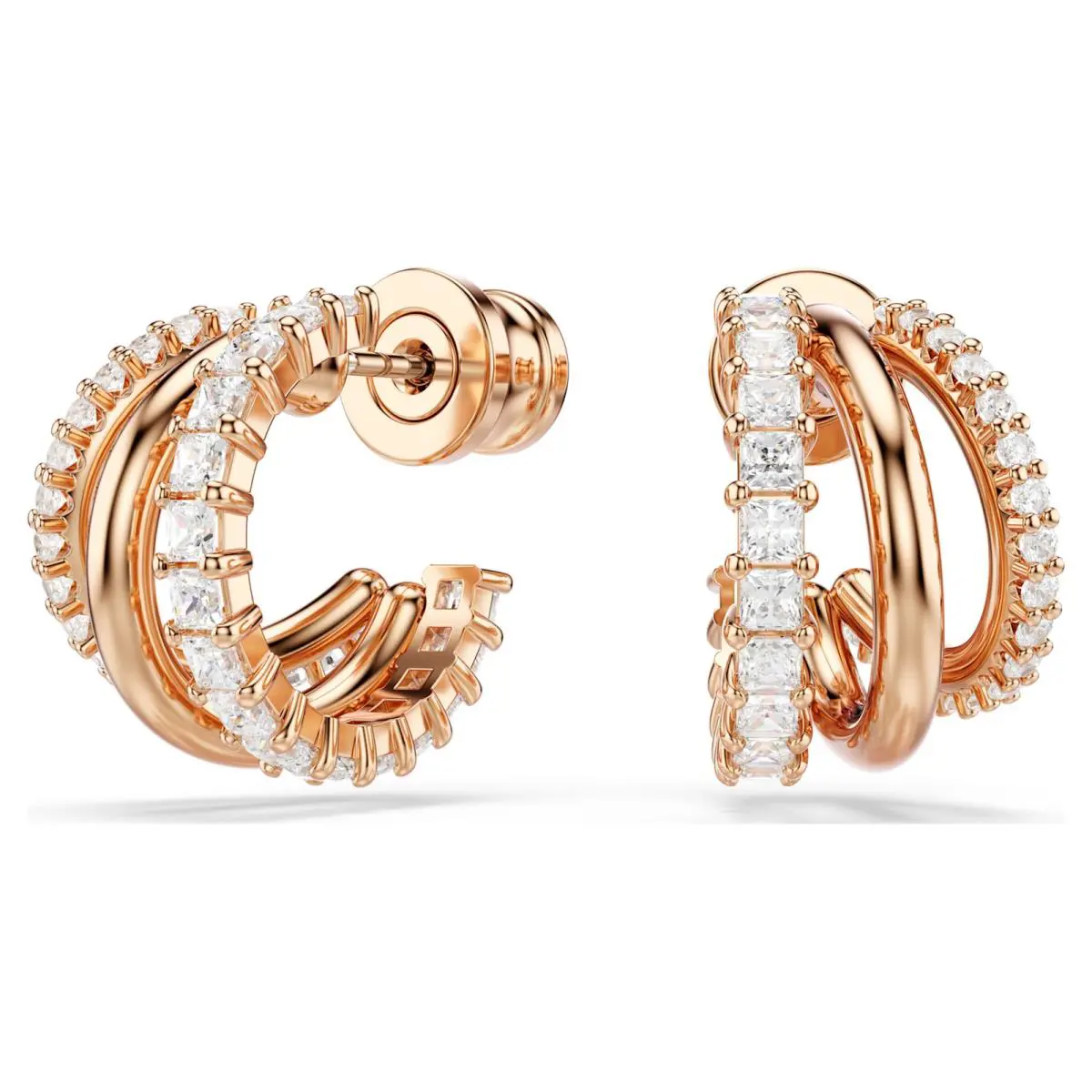 Swarovski Hyperbola Hoop Earrings Mixed Cuts Mini Rose Gold-tone Plated