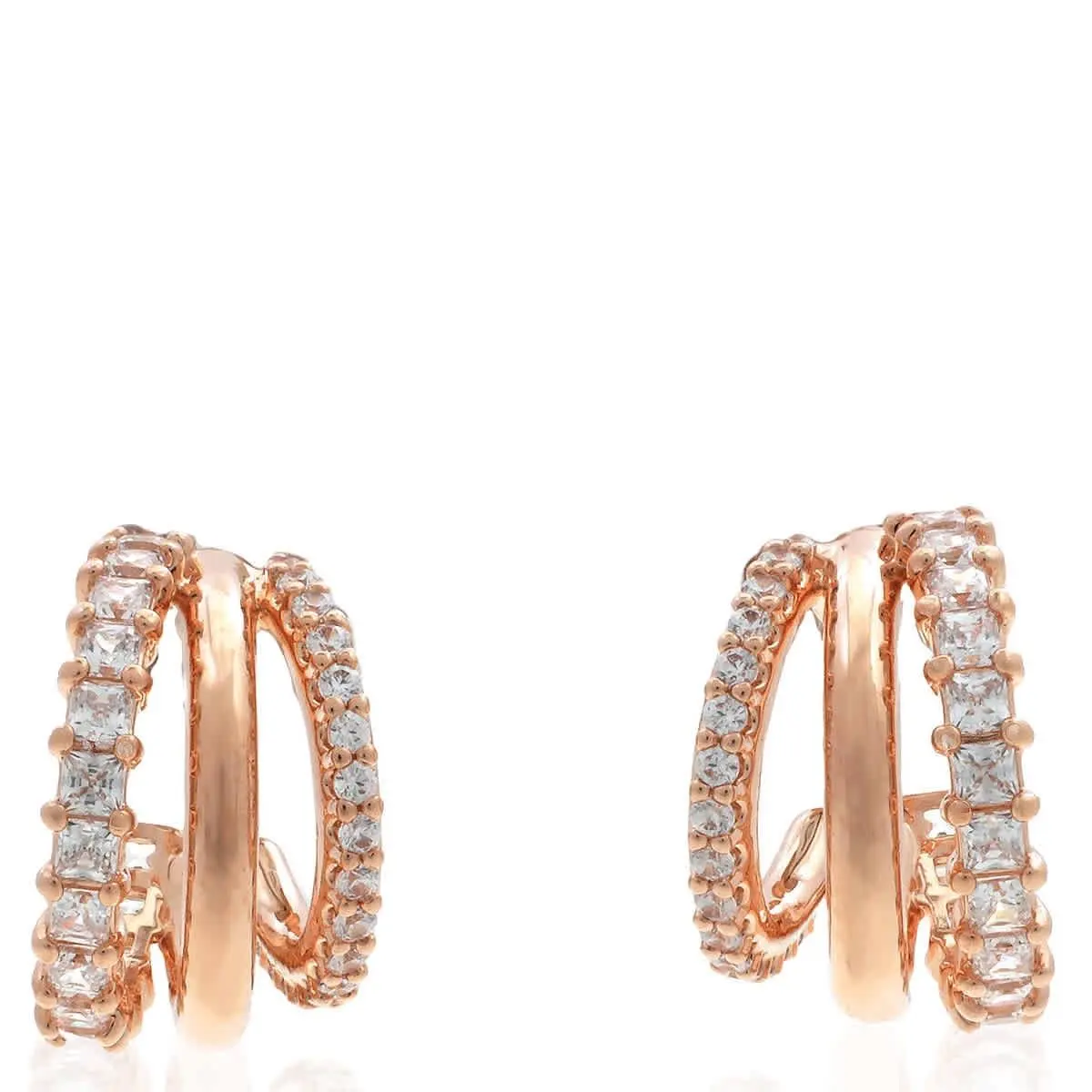 Swarovski Hyperbola Pierced Earrings Rose Gold Shiny Clear