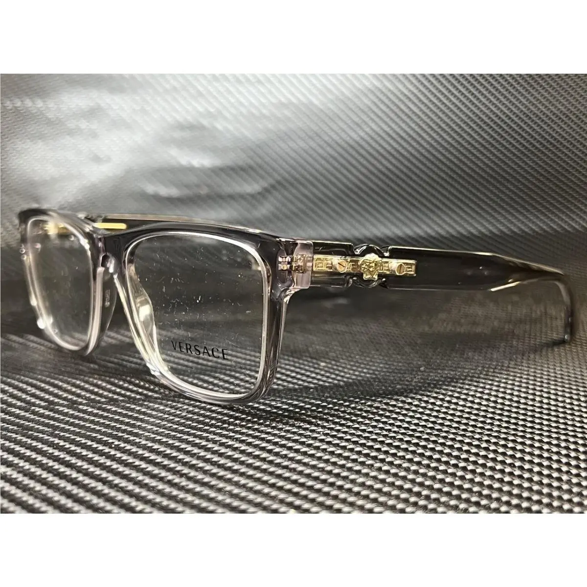 Versace VE3303 593 Transparent Grey Rectangle 55 mm Men`s Eyeglasses