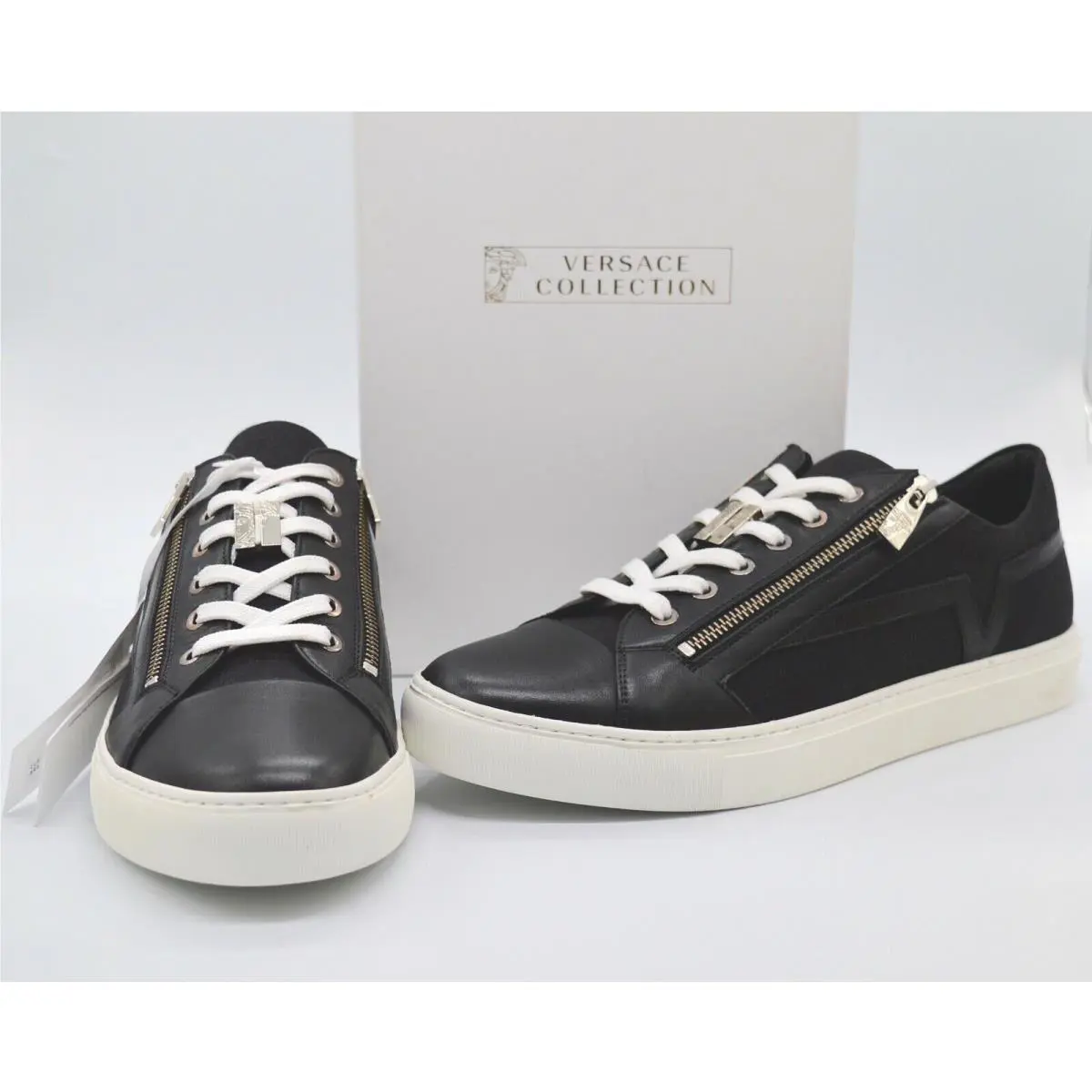 Versace Collection Side Zip Black Scarpe Nero V900384S Sz 44/11 Rare