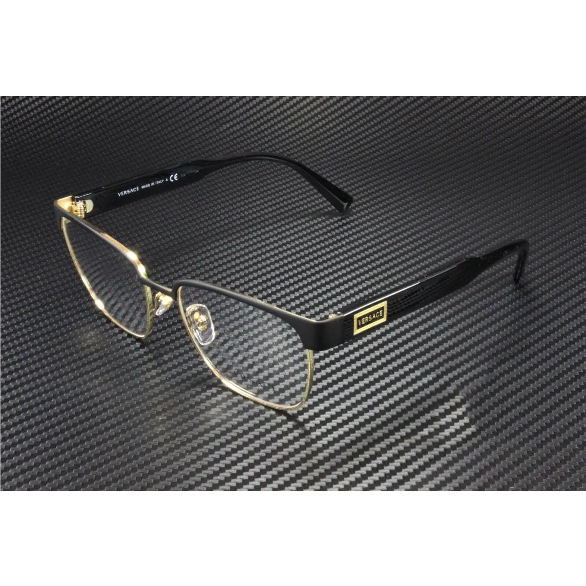 Versace VE1264 1436 Matte Black Demo Lens Men`s Pillow Eyeglasses Frame 54 mm