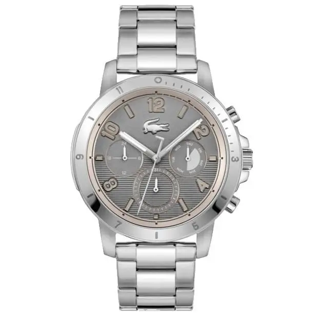 Topspin 2011122 Chronograph Gray Dial Silver Breacelet 45MM Mens Watch by Lacoste