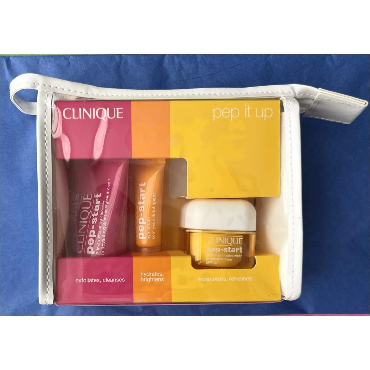 Clinique Pep-start Set: Exfoliating Cleanser Eye Cream Hydrorush Moisturizer