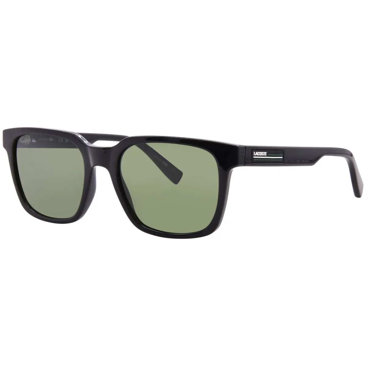 Lacoste L6028S 001 Sunglasses Men`s Black/green Rectangle Shape 54mm - Frame: Black, Lens: Green