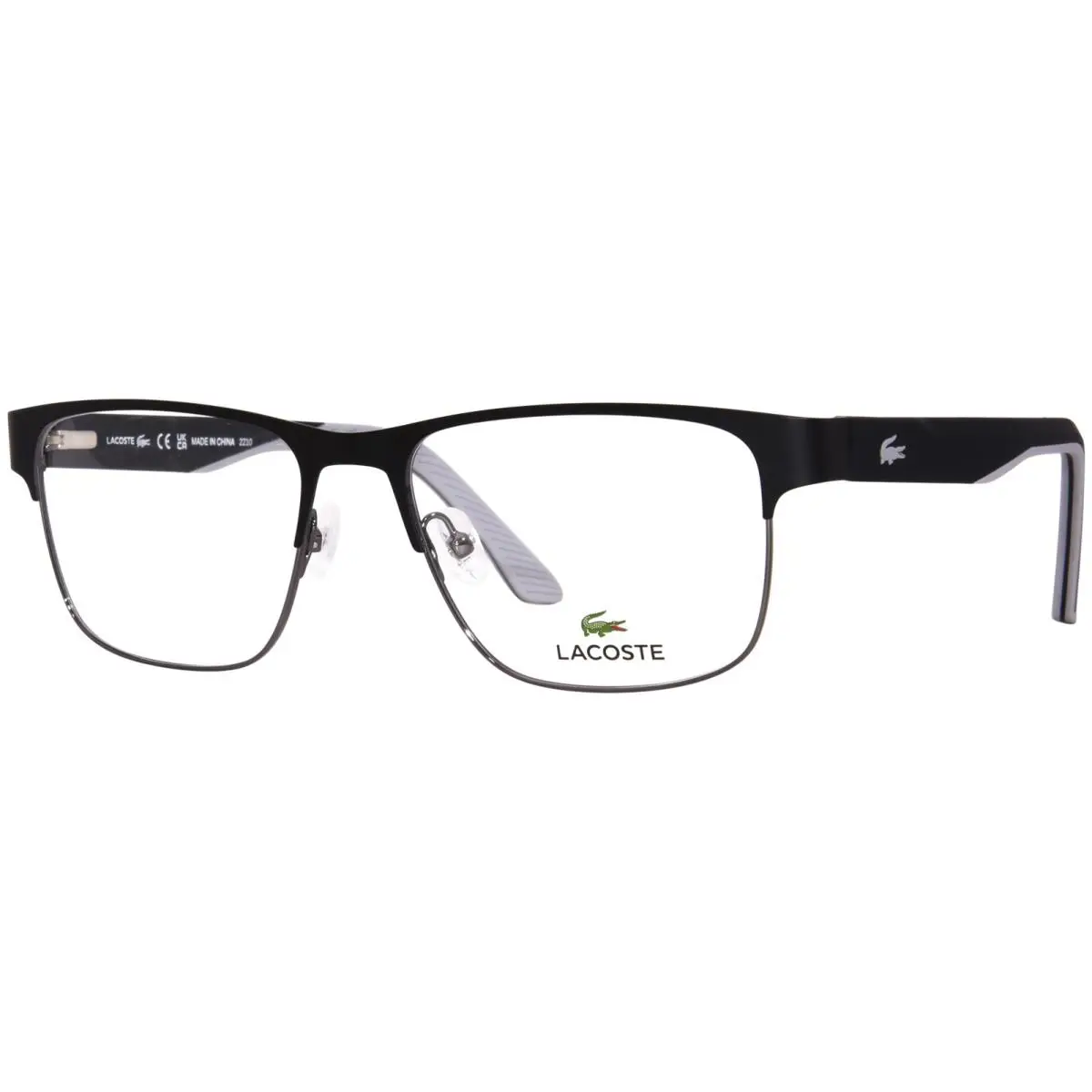 Lacoste L2291 001 Eyeglasses Frame Men`s Black Full Rim Rectangle Shape 54mm