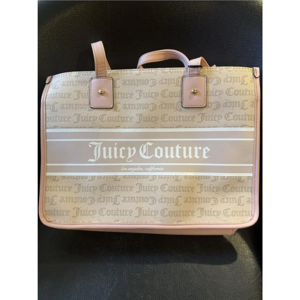 Juicy Couture Sandstone Fashionista Large Tote Pale Pink Beige Pink Purse
